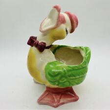 VTG Singing Kitschy Ceramic Duck Planter Figurine With Bow Tie And Top Hat picture