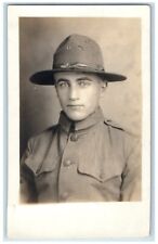 c1910's WWI Army Private Bert Conway Studio Portrait RPPC Photo Antique Postcard picture