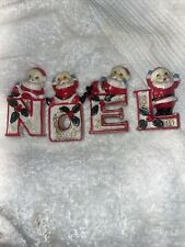 Vintage Christmas Ceramic Set Noel Letters With Santa On Them Set Of 4 Very Rare picture