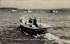 Jonesport Maine ME Harvey's Fishing Boat Eastern Illustrating RPPC Postcard picture