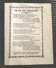 1850s antique BROADSIDE music I'M OFF FOR CHARLESTON scroggy RARE picture