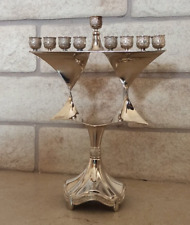 Menorah Antiq Star of David 9 Branch Jewish Silver Hanukkah Israel Jerusalem picture