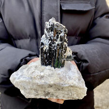 2.3LB Natural black tourmaline Crystal gemstone rough mineral specimen picture