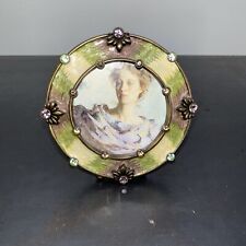 Jay Strongwater Mini Picture Frame Round Green/ PurpleW/ Large Color Rhinestones picture