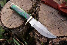 DAMASCUS FORGE CUSTOM HANDMADE HUNTING CAMP TACTICAL SURVIVAL KNIFE WOOD SHEATH picture