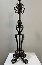 Vtg Spanish Revival Gothic Wrought Iron Scrolled Leaves Lamp Base 38 1/2” H picture
