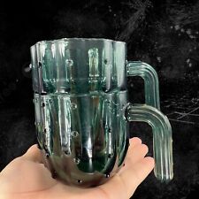 Vintage John Lewis Cactus Glass Tumblers Barware Dark Green Stackable Glasses 2 picture
