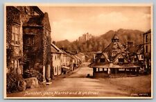 Postcard Dunster Yarn Market and High Street England UK White Boarder   picture