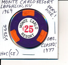 $25 CASINO CHIP -MONTE CARLO RESORT LAUGHLIN NV 1969 H&C(CJ) #V5066 OBS CLS 1977 picture