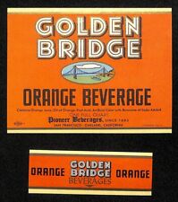 Golden Bridge Orange Beverage Soda Label Set Pioneer Beverages c1950's picture