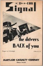 1940s MARYLAND CASUALTY CO. Insurance Ad Postcard SIGNAL the Drivers Back of You picture