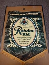 Vintage Rainier Ale Seattle Washington Green Banner with Fringe Satin Man Cave  picture