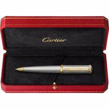 CARTIER Santos Dumont Ballpoint Pen Silver Palladium Finish Gold 134mm w/Box  picture