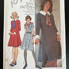 vintage 1970s Simplicity 5152 Collared Princess Dress Tie Sewing Pattern 18 CUT picture