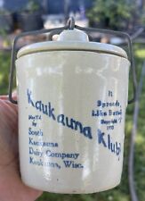 Vintage Kaukauna Klub Original Crock Stoneware With Lid & Wire Bale Handle & Lid picture