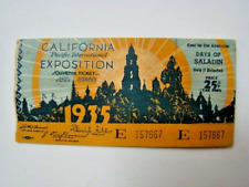 Vintage 1935 California Pacific International Exposition Ticket Stub San Diego picture
