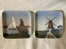Two Vtg  B & G Bing & Grondahl Denmark Square Plate Trinket Tray 5