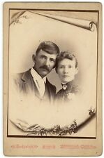 1889 Trompe l'oeil Framed Cabinet Card Beautiful Man & Woman Zanesville, OH picture