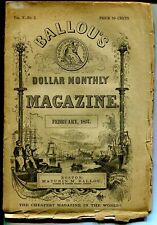 Ballou's Dollar Monthly Magazine 2/1857-pulp format-pre Civil War-rare-G picture