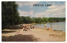 Vintage Crystal Lake Wisconsin Postcard c1970 Beach Swimmers Chrome picture