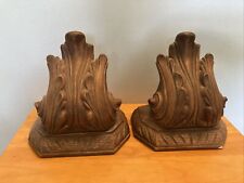 Vintage Plaster Ceramic Bookends Shell Architectural Heavy picture