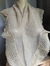 Superb Antique Victorian Handmade Shawl w a double Flounce of Lilles Lace Edging picture