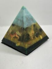 Orgonite Pyramid Prism Jungle Animals Green Blue Yellow Periodt picture