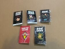 Bam Box 5 pin Geek lot (Mario Bros, Ghostbusters, She-Ra, Shazam, New Mutants) picture