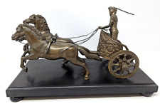 Antique Bronze Roman Chariot Charioteer Biga Marble Base Sculpture Statue HR21 picture
