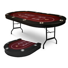 Foldable 10 Player Poker Table 90in Folding Leisure Game Blackjack Texas Padded picture
