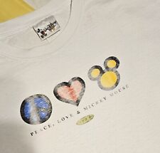 Vtg WDW Peace Love & Mickey Mouse Tee - Sz L - Oversized 90s Fit picture