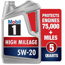 Mobil 1 High Mileage Full Synthetic Motor Oil 5W-20,Meets OEM Requirements,5 qua picture