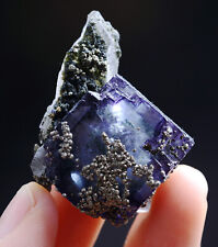 24gNatural Phantom Purple Fluorite Pyrite Crystal Mineral Specimen/Yaogangxian picture