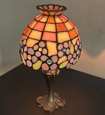 Vintage Partylite Stained Glass Lamp Tealight Candle Brass Holder 10.5” picture
