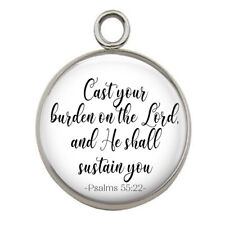 Psalms 55:22 Religious Charm Scripture Pendant Bible Verse Christian Jewely picture