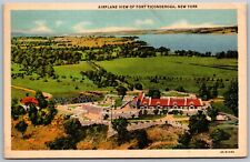 Vtg New York Airplane View Fort Ticonderoga Postcard picture