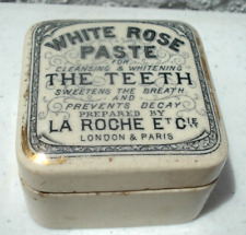 Antique (ca 1895) La Roche Et Cie, SCARCE English/French Tooth Paste jar pot lid picture