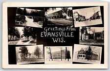 Evansville WI Main St~High School, Grange Store, Masonic Temple RPPC 1924 PC picture