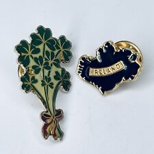 2 x Ireland Metal Enamel Pin Badge Brooch Irish Shamrock Clover Map Badges Pair picture