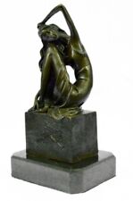 Nude Girl Sitting in a Model Pose Bronze Sculpture Marble Statue by Jean Patoue picture
