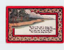 Postcard Beautiful Lake Scene, The Lure 'o The Road Is Strong Dear Poem picture