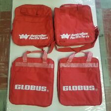 Vintage Australia Pacific Tours & Globus Red Travel Bags Lot of 4, Zip Pockets  picture