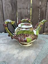 Vintage ARDMORE Multicolor Ceramic Art Teapot with fish 2007 Painted by Paulin picture
