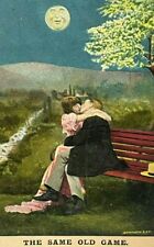 Early 1900s The Same Old Game Man In The Moon Watching Kissing Couple Bamforth  picture