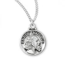 Engraved Saint Jude Sterling Silver Bust Medal Size 0.5in x 0.4in picture