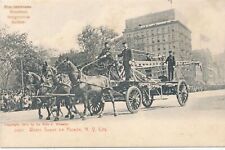 NEW YORK CITY - Firefighters and Horse Drawn Water Tower On Parade Postcard -udb picture