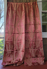 Vtg Brocade Damask Curtains Rayon Cotton Floral PAIR 1940's Hollywood Glam Satin picture
