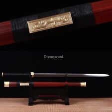 Damascus Folded Steel Han Jian Traditional Chinese Sword Handmade Rosewood Saya picture