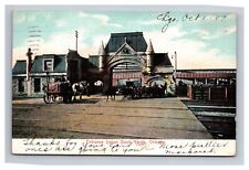 Postcard Chicago Illinois Union Stock Yards Entrance Horese People picture