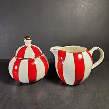 Vintage Bella Lux Holiday Collection - Candy Cane Stripe Sugar Bowl and Creamer picture